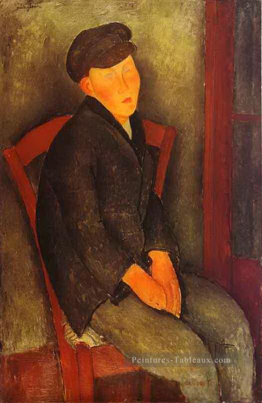 garçon assis avec une casquette 1918 Amedeo Modigliani Peintures à l'huile